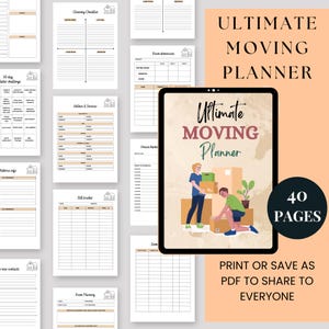 Printable Ultimate Moving Planner | Organize Packing, Budget, Utilities and Checklist for a Stress-Free Move | Home Relocation Organizer