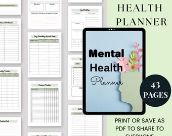 Planner per la salute mentale stampabile: monitoraggio dell'umore e diario per la cura di sé (download digitale)