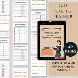 2025 Teacher Planner | Printable Lesson Plan Organizer, Attendance Tracker, Grade Book, Classroom Management | Digital PDF Download