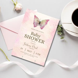 Baby Shower Invitation Editable Pink Floral Baby Girl Shower Invite Printable Template DIY Baby Shower Card