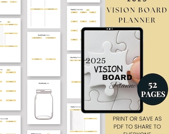 2025 Vision Board Planner: Goal Setting & Manifestation (Digital PDF)