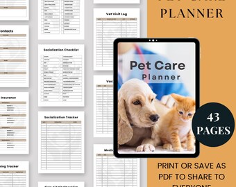 Printable Pet Care Planner: Health Tracker & Routine Log (Digital Download)