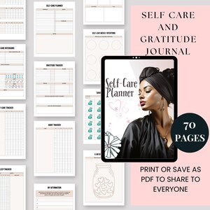 Printable Self-Care and Gratitude Journal for Women | Mindfulness, Reflection and Positivity | Digital Wellness Planner | Instant Download