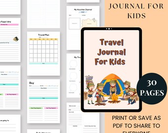 Printable Kids Travel Journal: Vacation Activity Book (Digital Download)