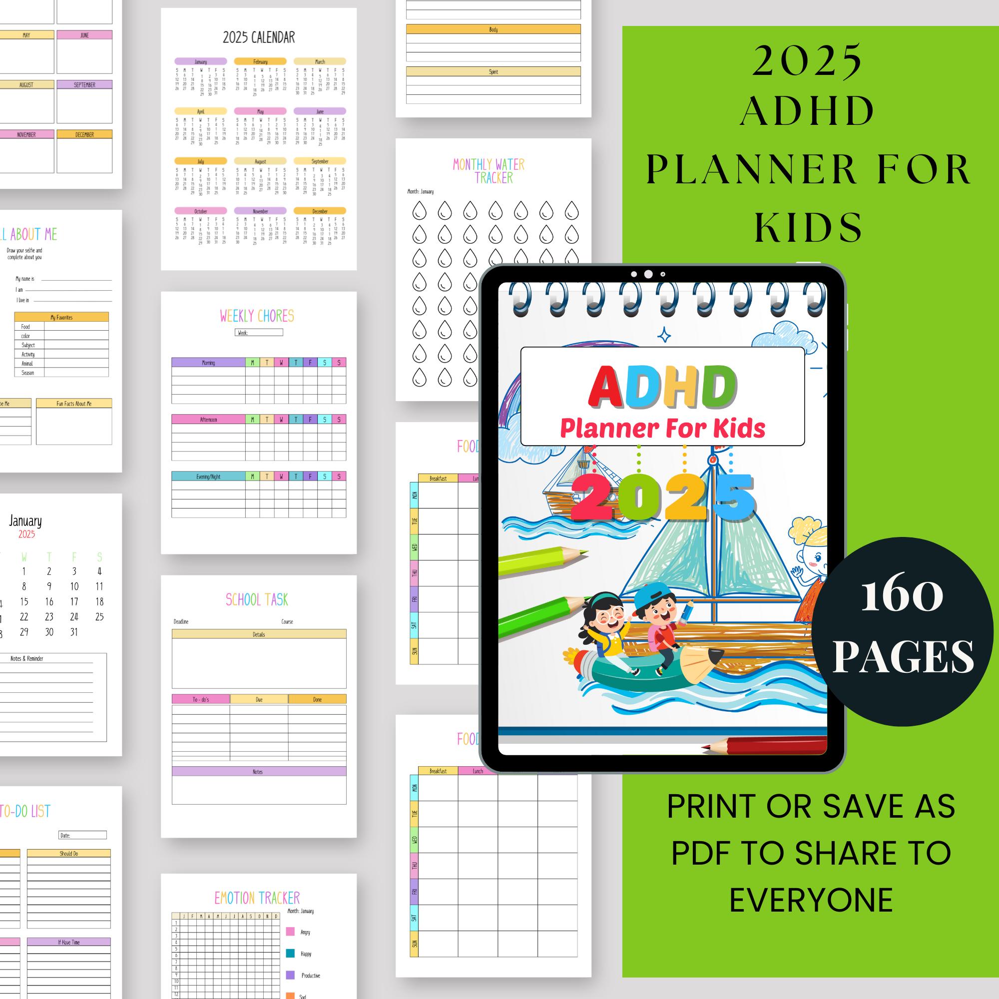 2025 ADHD Planner for Kids: Daily Routine & Habit Tracker (PDF Download ...