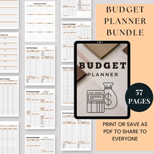 Printable Budget Planner Bundle | Expense Tracker, Savings and Debt Payoff Worksheets | Financial Organizer for Money Management