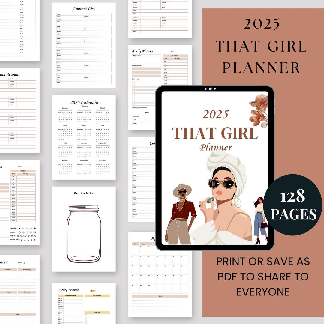 2025 That Girl Planner | Aesthetic Digital Planner for Productivity ...