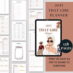 2025 That Girl Planner | Aesthetic Digital Planner for Productivity, Self-Care and Goal-Setting | Daily, Weekly and Monthly Organizer