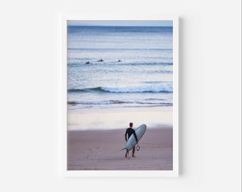 Impresión fotográfica de surfista: Arte mural fotográfico de surf al atardecer
