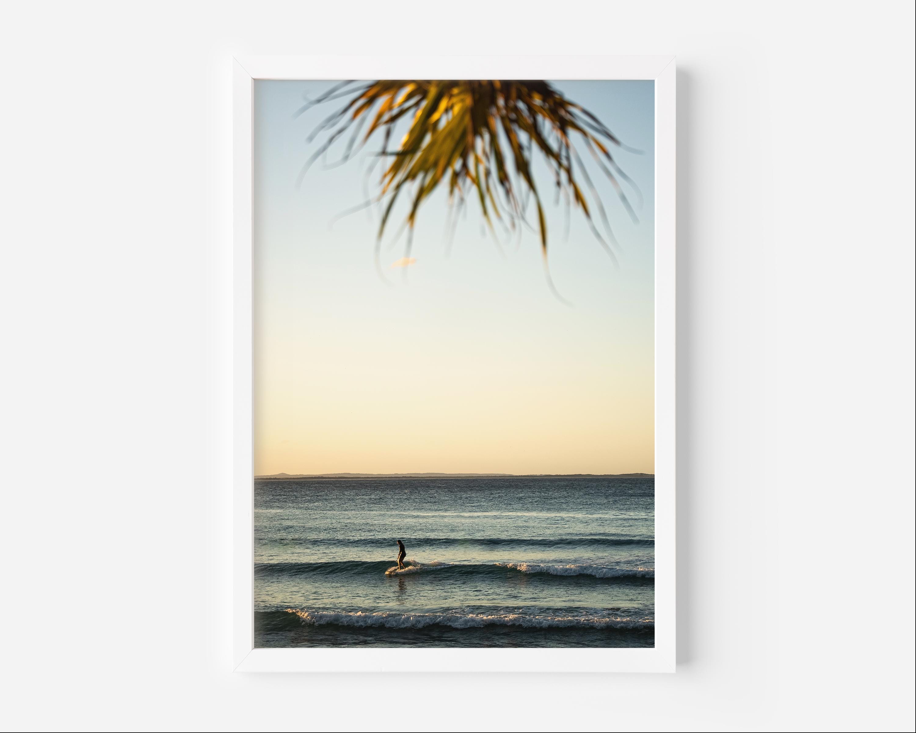 Australian Surfer Print | Surfing Photography, Noosa National Park, Noosa Photography Print, Minimalist Wall Art, Travel Poster, Sunset Wave