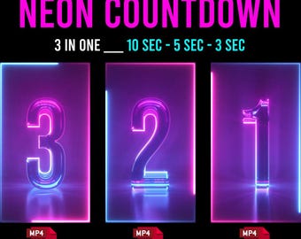 Neon Countdown Animations | Photo Booth Vertical Video | 3-in-1 Timer (3s, 5s, 10s)