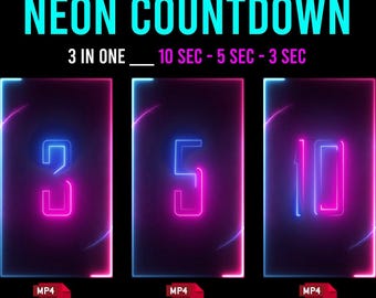 Neon Timer Overlay | Photo Booth Countdown Animation | Vertical MP4 | 3-5-10 Seconds