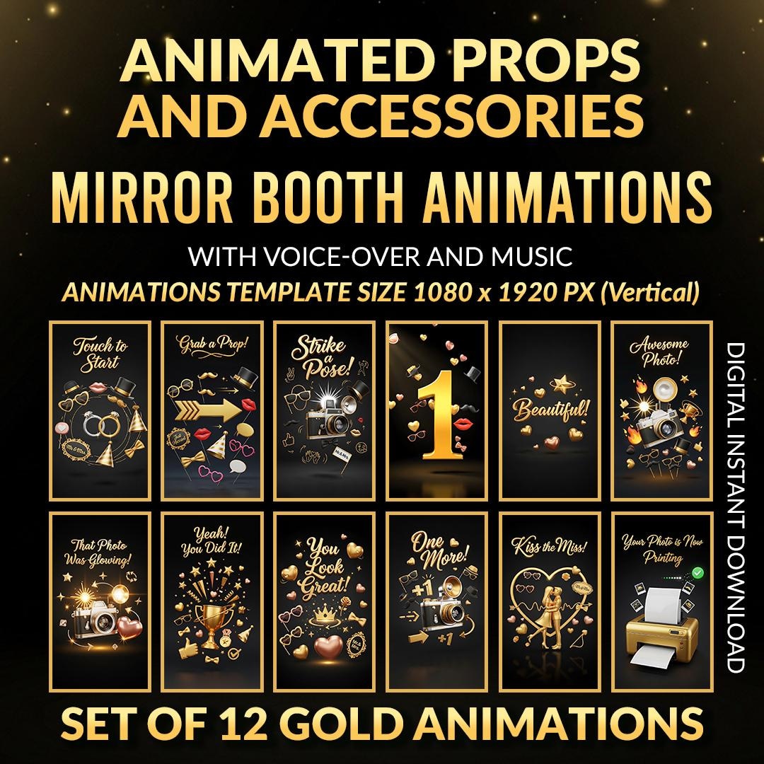 Wedding Mirror Booth Animations – Gold Accessories | Voice-over & Music ...