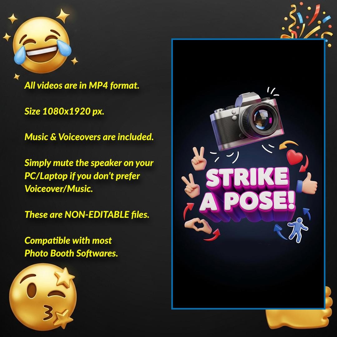 Mirror Booth Animations | Fun Animated Stickers & Emojis | 12 Vertical ...