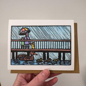 Family Outing - Greeting Card - Block Print