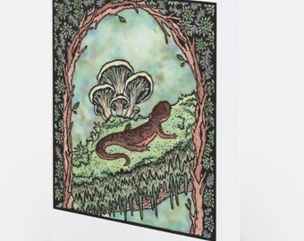 Mossy Wonderland - Linoblock - greeting card