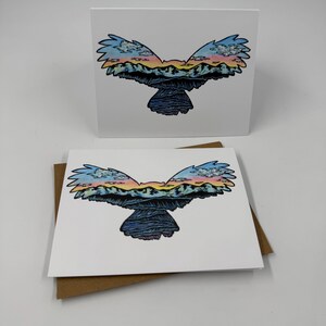 Soar - coruja - Xilogravura - cartão de felicitações