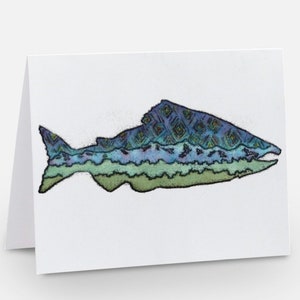 Despertar - Monotipia e aquarela - cartão de felicitações - peixe