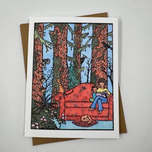 Story Forest - Lino cut - greeting card