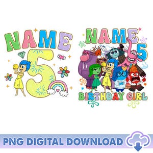 Personalized Disneyland Inside Out Birthday PNG, Joy Sadness Anger Fear Anxiety Family Birthday Trip, Inside Out 2 Movie Png, Birthday Party