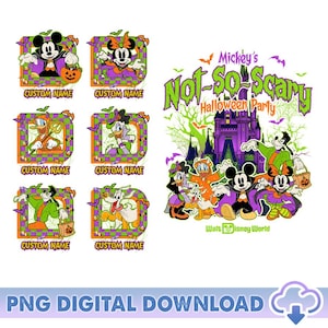 Benutzerdefinierte Micky ist nicht so beängstigend, Halloween-Party PNG, Micky und Freunde Skelett Kürbis, Halloween-Kostüm, Halloween-Gruppe Digitaler Download