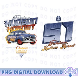 Disneyland Cars Doc Hudson Png, Disneyworld Doc Hudson 51 The Fabulous Hudson Hornet Cars Movie, Disneyland Vacation Png, Digital Download