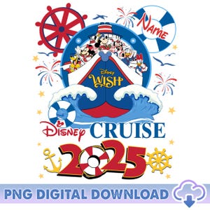 Personalized Disneyland Cruise 2025 PNG, Mickey And Friends Cruise Family Matching Trip, Disneyland Wish, Family Trip 2025, Digital Download