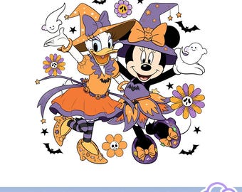 Vintage Minnie Daisy Halloween PNG, Disneyland Halloween, Halloween Girl Trip 2025, Besties Halloween Png, Spooky Season, Digital Download