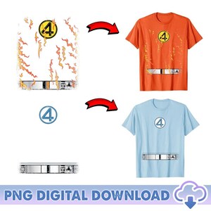 The Fantastic Four First Steps PNG, Human Torch And Fantastic Four Team Costume, Fantastic Four Logo Png, Superhero Gift, Digital Download