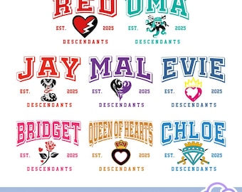 Descendants The Rise Of Red Characters Symbol PNG Bundle, Descendants Characters Png, Descendants Matching, Queen Of Heart, Digital Download