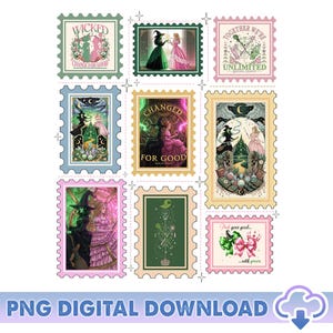 Wicked Musical Stamp PNG, Changed For Good, Wizard Of Oz, Wicked The Musical Costumes, Vintage Wicked Movie Inspired Png, Digital Download