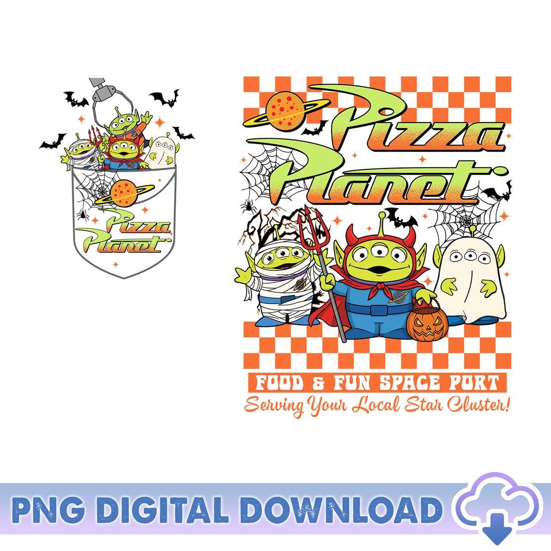 Aliens Toy Story Pizza Planet Halloween PNG, Toy Story Planet Halloween Png, Spooky Season Png, Disneyland Halloween Png, Digital Download