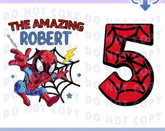 Personalized Spiderman Birthday Boy Png, Family Birthday Matching Png, Custom Superhero Birthday Png, Birthday Boy Gifts, Digital Download