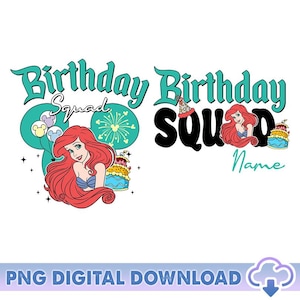 Personalized Princess Birthday PNG, The Little Mermaid Birthday Squad Png, Custom Birthday Girl Png, Custom Birthday Boy Png, Birthday Gifts