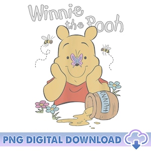 Winnie The Pooh PNG, Bär Und Schmetterling Png, Bär Honig Png, Disneyland Pooh Bär, Disneyland Reise, Frühling und Sommer Digitaler Download