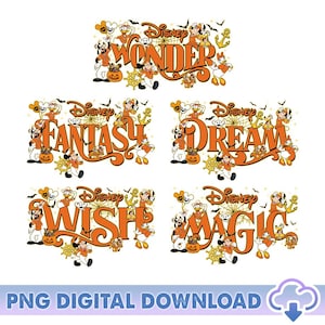 Mickey And Friends Halloween On the High Seas PNG Bundle, Wonder Fantasy Wish Dream Magic Halloween Cruise, Halloween Party Digital Download