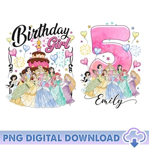 Personalized Birthday Princess PNG, Disneyland Princess Birthday Girl, Family Birthday Trip, Custom Princess Magic Kingdom, Digital Download