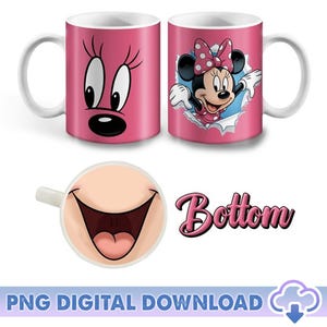Minnie Mouth Bottom Mug PNG, Wrap Minnie Lovers Gift, Mickey And Friends Sublimation Mug, Disneyland Mouth Bottom Design, Instant Download