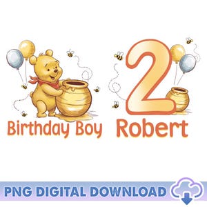 Personalized Winnie The Pooh Birthday PNG, Disneyland Pooh Bear Birthday Png, Disneyland Family Matching Birthday Gift, Birthday Party Png