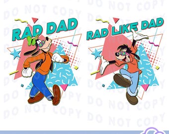 Retro Rad Dad Goofy Png, Disneyland Dad And Son Matching Png, Disneyworld Fathers Day Png, Disneyland Vacation Trip 2025, Digital Download