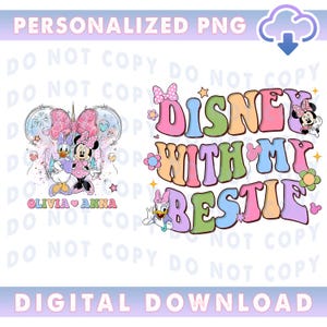 Minnie Daisy Disneyland With My Bestie Png, Vintage WDW Disneyland Castle Best Friends Gift, Disneyworld Girls Trip Png, Digital Download