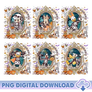 Mickey And Friends Skeleton Halloween PNG Bundle, Mickey Skeleton Coquette Bow Png, Disneyland Halloween, Trick Or Treat, Digital Download