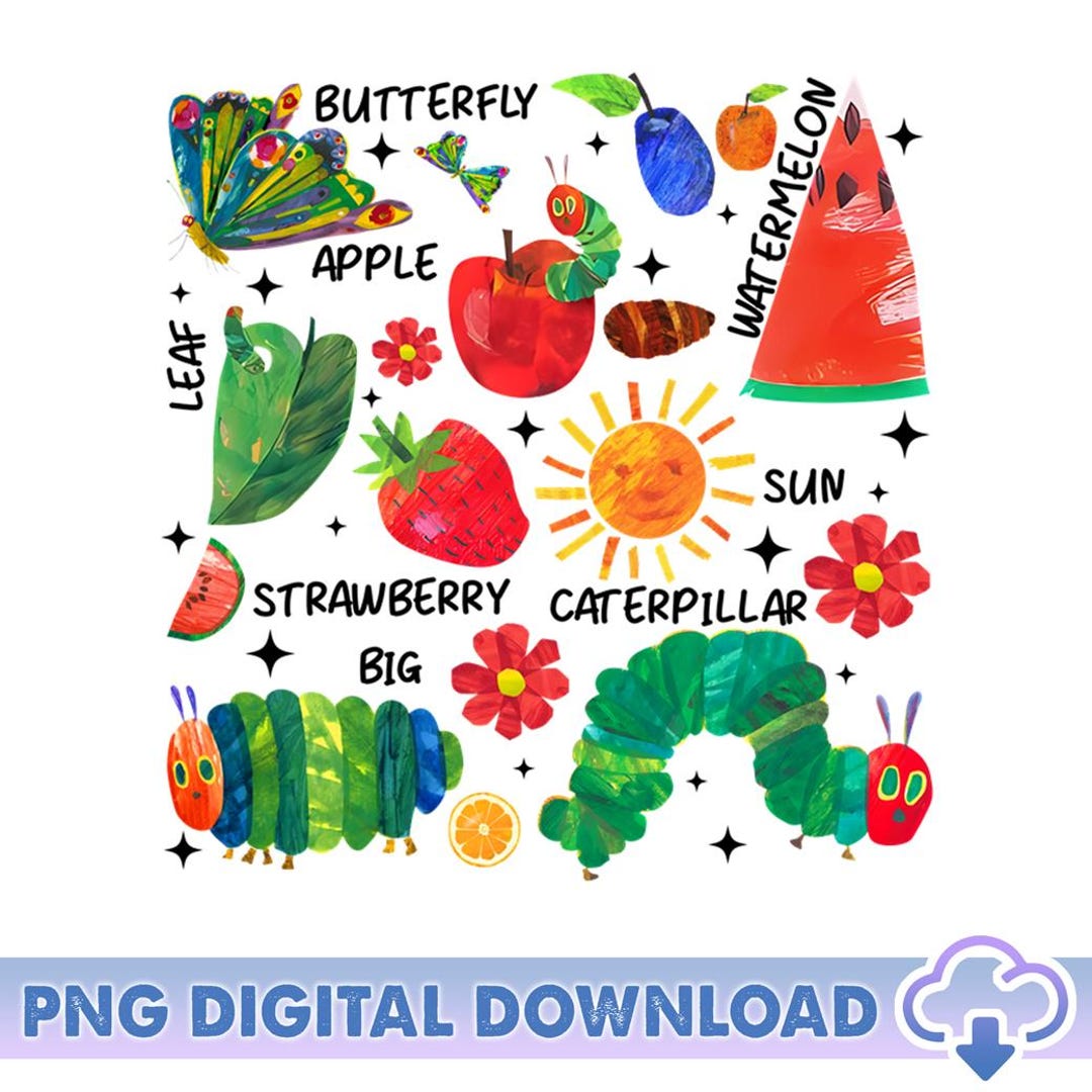 The Very Hungry Caterpillar PNG, Back to School Png, Hungry Caterpillar ...