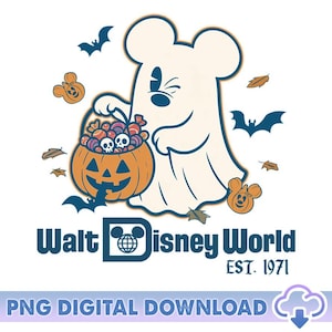 Vintage Disneyland Mickey Ghost PNG, Walt Disneyworld Est. 1971, Mickey Not So Scary Halloween Party, Halloween Family Png, Digital Download