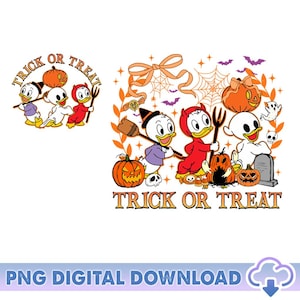 Huey Dewey Louie Halloween Costume Trick Or Treat PNG, Disneyland Halloween, Ducktales Halloween Png, Trick Or Treat Png, Digital Download