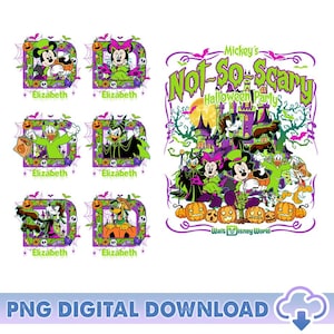 Benutzerdefinierte Micky ist nicht so beängstigend, Halloween-Party PNG, Micky und Freunde Halloween-Kürbis, Halloween-Kostüm, Halloween-Gruppe, digitaler Download