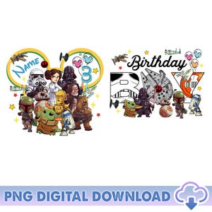 Personalized Starwars Birthday PNG, Starwars Birthday Boy Png, Starwars Darth Vader Boba Fett, Disneyland Family 2025 Trip, Digital Download