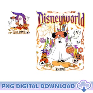 Vintage Disneyland Mickey Ghost PNG, Disneyworld Est. 1971, Mickey Not So Scary Halloween Party, Halloween Family Matching, Digital Download