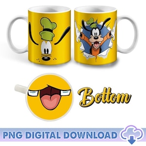 Goofy Bling Mouth Bottom Mug PNG, Wrap Goofy Lover Gift, Mickey And Friends Sublimation Mug, Disneyland Mouth Bottom Design Instant Download