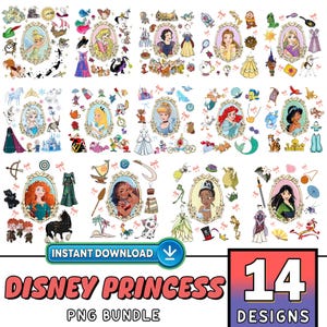Disneyland Princess Locket Coquette Png Bundle, Mulan Tinker Bell Aurora Elsa Alice Snow White Locket Bow Png, Girls Trip Magic Kingdom Png